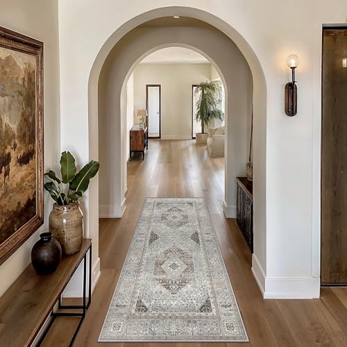 GENIMO 2x10 Non Slip Hallway Runner Rug, Machine Washable, Thin & Low Pile Lightweight for Kitchen, Laundry, Entryway, Bedroom & Living Room