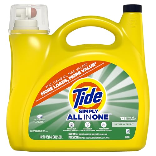 Image of Tide Simply All-In-One Liquid Laundry Detergent, Daybreak Fresh Scent, 138 Loads, 182 fl oz