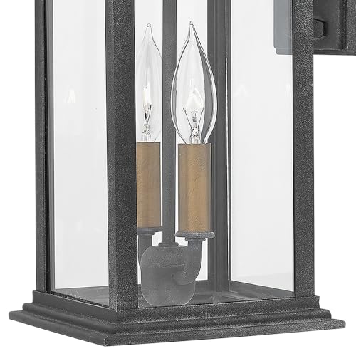 Hinkley Adair Medium Wall Mount Lantern - 2-Light, Heritage Series, Aluminum, Bulbs Included - Aged Zinc with Heritage Brass Accents - Image 3