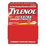 Tylenol Extra Strength Caplets, Fever Reducer and Pain Reliever, 500 mg, 50 ct, Pack of 2