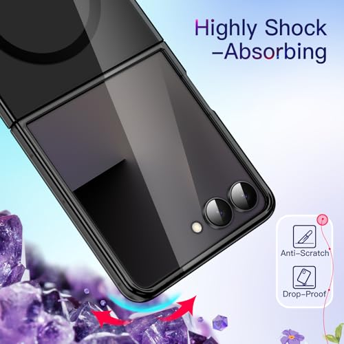 Image of JETech Magnetic Case for Samsung Galaxy Z Flip 7 2025 Compatible with MagSafe, Non-Yellowing Transparent Hard PC Protective Phone Cover, Anti-Scratch (Black)
