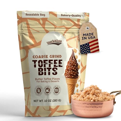Snackathon Toffee Bits, Coarse Grind, 10 OZ Bulk Resealable Bag,