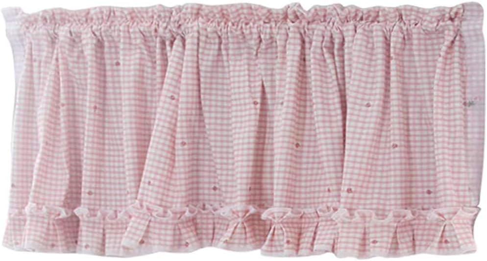 Rustic Roller Blinds Windows Glass Curtains Kitchen Window Curtain Short Cotton, Coffee Curtains Curtains Short for Mantovana Pink Room Cute,W200×H65cm