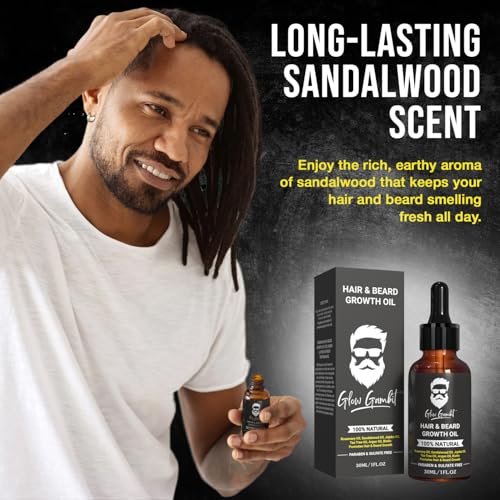 Sandalwood Rosemary Natural Beard Oil for Men, 2-In-1 Beard Softener with Biotin, Jojoba Oil, Almond Oil Castor Oil With 11 Natural Beard Oils, for Scalp, Hair & Beard -1oz. - Image 3
