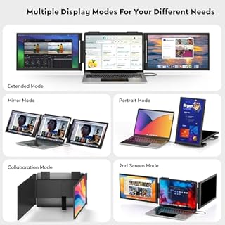 MAGICRAVEN Laptop Screen Extender, 14" FHD 1080P IPS Triple Monitor Extender, Dual Portable Monitor for Laptop 14"-16", USB C Monitor Portable Screen for Windows, Mac, Android, Chrome, Plug and Play