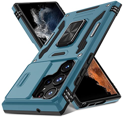Coque Samsung S23 Ultra antichoc avec protège caméra coulissant bleu