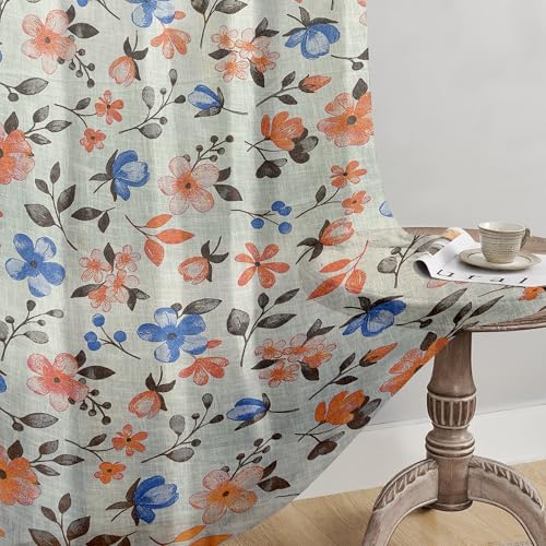 Image of Cortina Linen Polyester Printed Curtains Set of 2, Curtain for Doors Home Decor Items for Living Room Bedroom (Pink, 9FT)