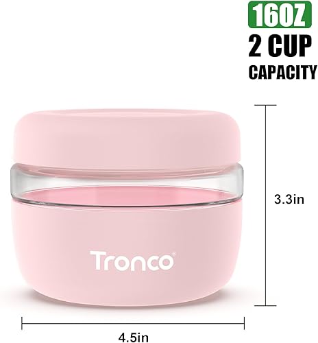 Miniatura 2 de Tronco Recipientes de vidrio para almacenamiento de alimentos de 16 onzas con tapas, herméticos, a prueba de fugas y derrames, para preparación de
