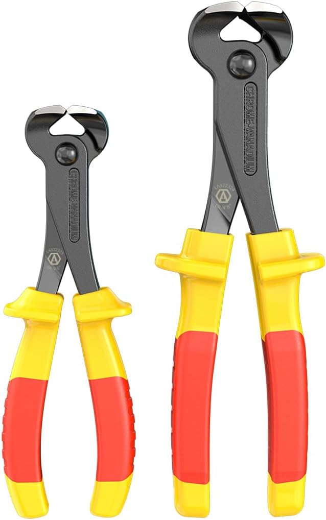 LAOA Nail Puller 1000V Insulated Diagonal Pliers Set (6in and 8in), Insulated End Cutting Pliers, for Pulling Nails and Cutting Wires