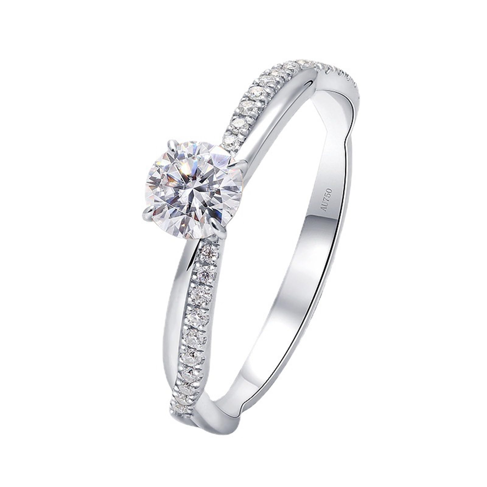 Anillos de boda de oro de 14 K/18 quilates para mujer, corte redondo, elegante, 0.5 quilates, anillo de compromiso de diamante cultivado en laboratorio para ella