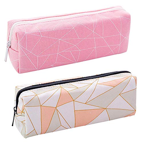 Haifly 2 Pcs Canvas Pencil Case Pencil Pouch Stationery Bag Cosmetic Bag for Teenage Girls School