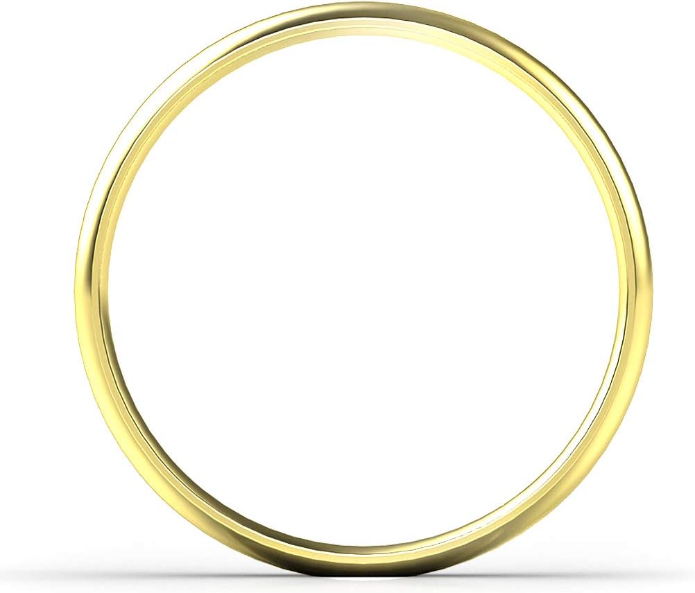 10K White/Yellow/Rose Gold 3MM Plain Dome Wedding Band Ring