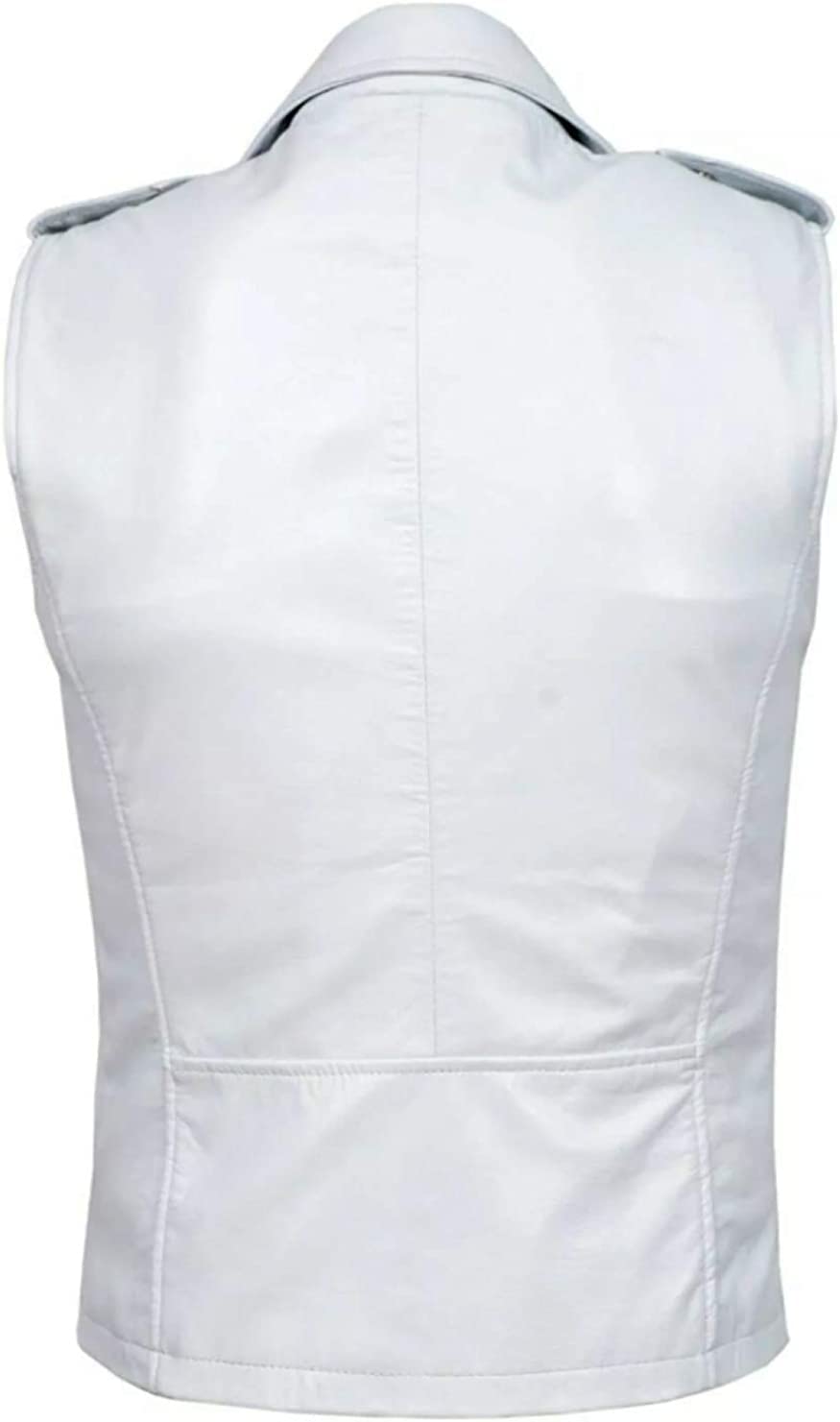Lishow Fashion Men's Biker Rocker Rider motorcycle Club Genuine Cowhide White Leather Sleevless vest (as1, alpha, m, regular, regular, white)