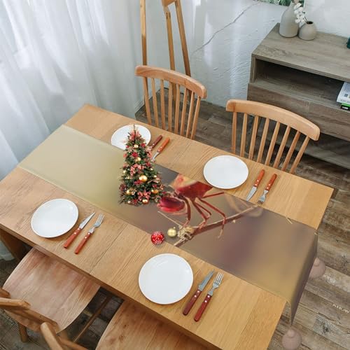 Chemin de table lin antitache libellule rouge table mariage automne - 8