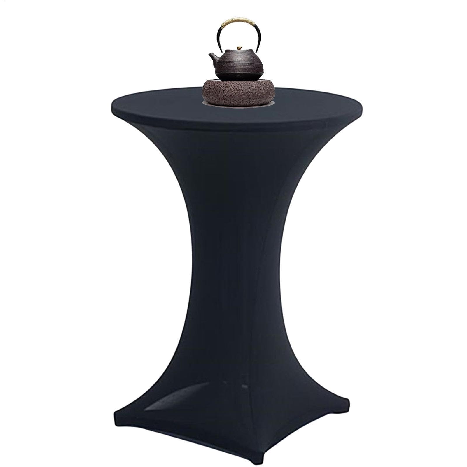 Housse de table haute extensible ronde blanche pour mange-debout de réception