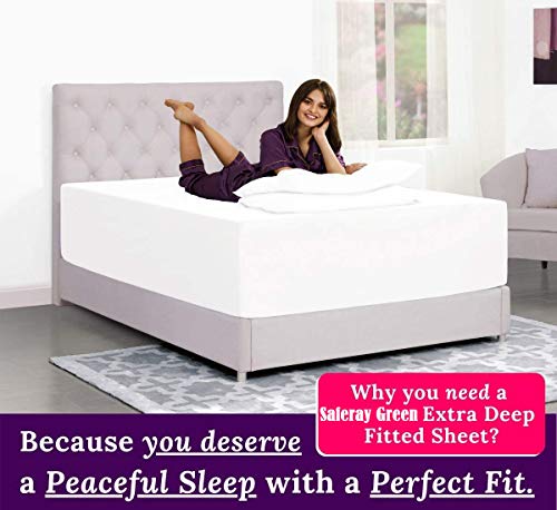Saferay Green Premium Hotel Quality 800 Thread Count 100% Organic Cotton 1 Fitted Sheet Only, Soft Wrinkle Free Sheet Extra Deep Pockets Fits 12" To 16 Inch Mattress - Long - Staple (Cal-King, White) #TOP5