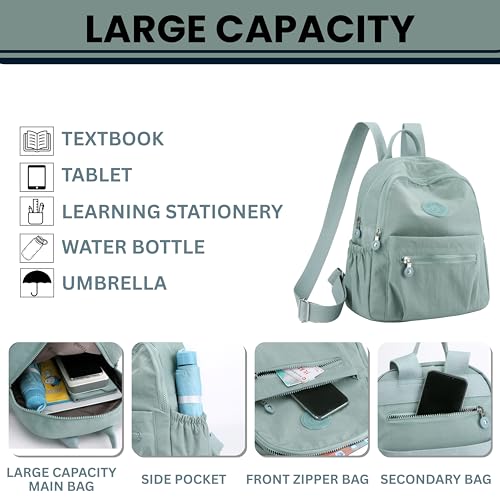 Image of TS WITH TECHSUN Stylish Women Mini Backpack | Lightweight Travel Small Nylon Bag with Multiple Pockets | Anti-Theft Zipper Pocket | Casual, Work, Office, Picnic Backpack for Girls
