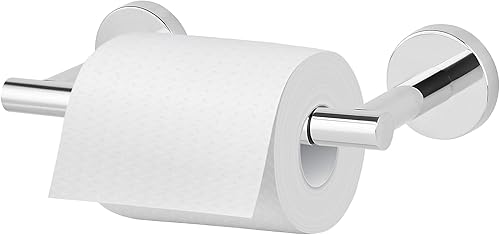 Miniatura 1 de Newfun Soporte de papel higiénico cromado pulido, SUS 304 de acero inoxidable ajustable, doble poste pivotante, soporte de pared para baño