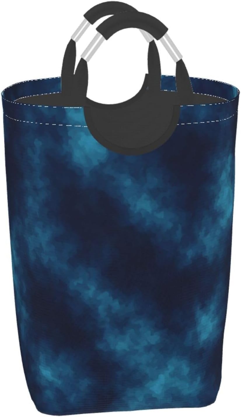 50l Laundry Basket Blue Sea Tie Dye Pattern Waterproof Laundry Hamper Foldable Clothes Laundry Bag With Handles