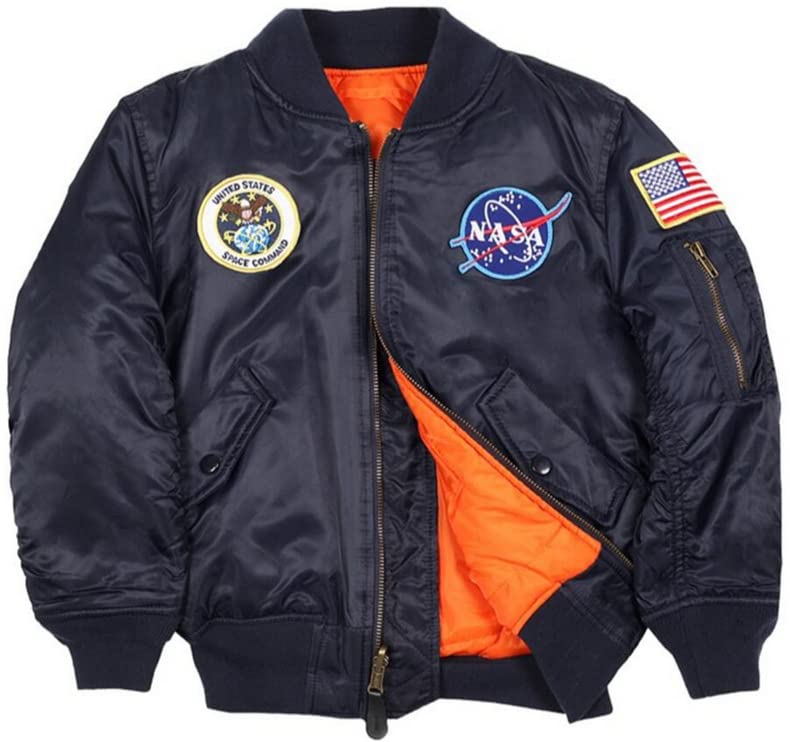 Image of CORIRESHA Kids Bomber Jacket Full Zip Badge Thermal Jacket with Pockets