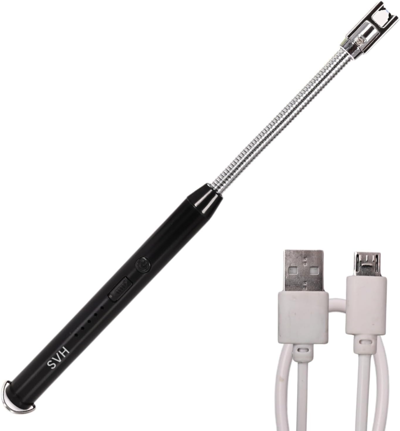 SVH Stainless Steel Electric Rechargeable Gas Lighter - Plasma Flameless Windproof USB with 360 Deg Flexible Neck Arc for Kitchen, Barbecue, Candles, Gas Stove, BBQ, Fireworks (Multicolor)