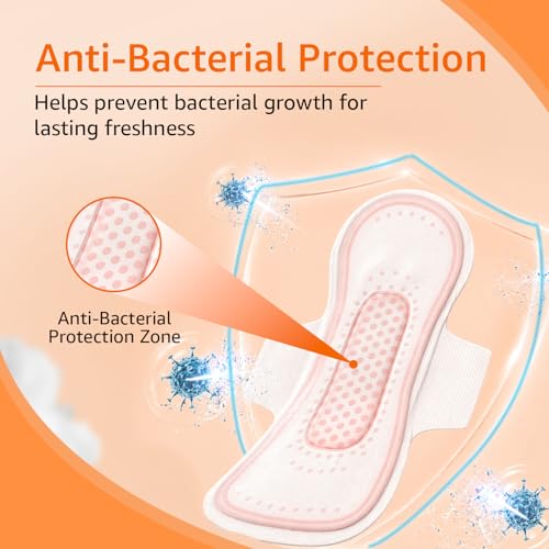Image of Amazon Basics Anti-Bacterial Sanitary Pads for Women XL | 280 mm Extra Coverage | Ultra-Absorbent Core | Soft & Comfortable Surface | Wings for Secure Fit | Medium to Heavy Flow Protection| 80 Count (40 X Pack of 2)