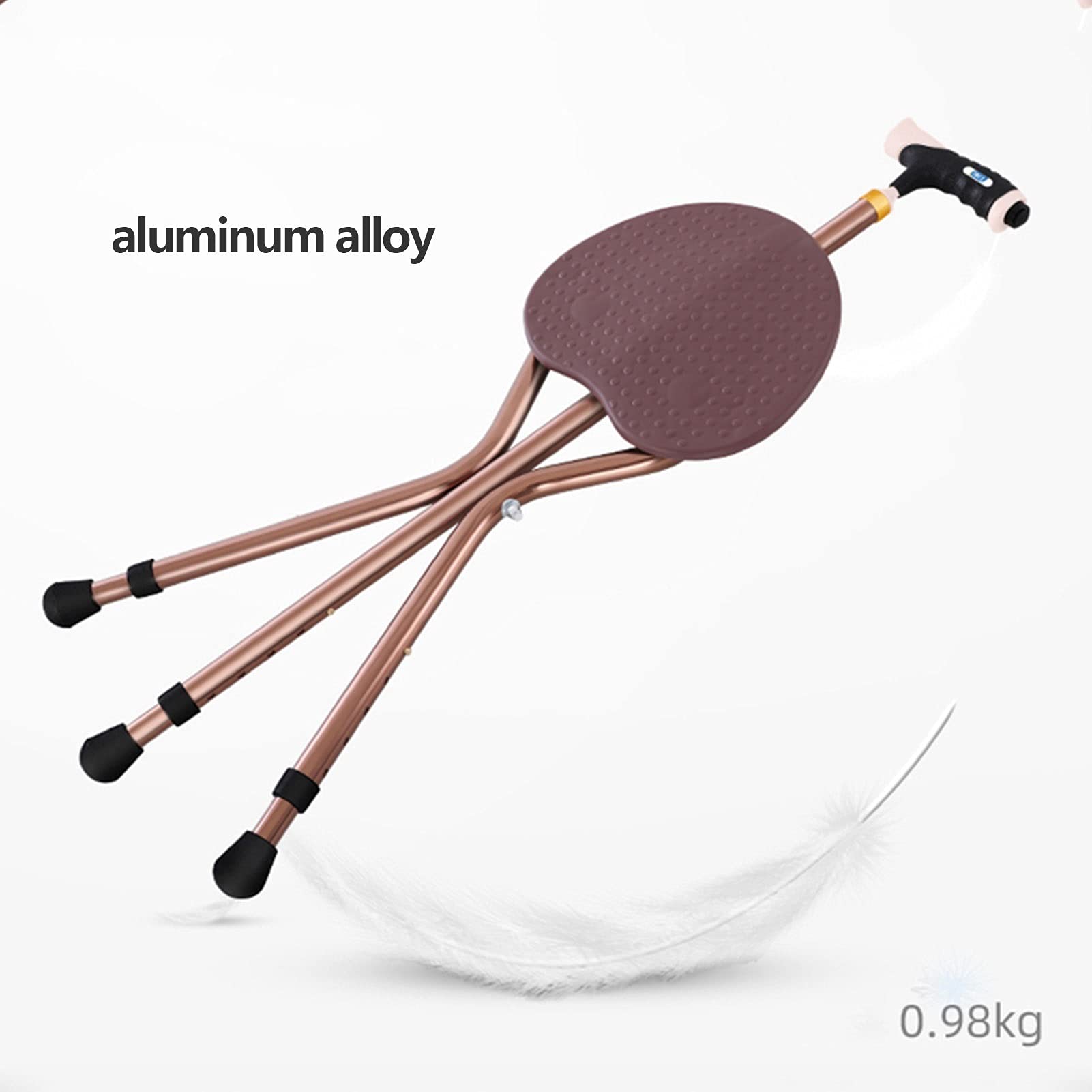 Bastones Silla Asiento Plegable Bastón para Caminar con luz LED, Altura Plegable Ajustables, bastón portátil con Mango ergonómico, Base Antideslizante, Baston de Aluminio liviano