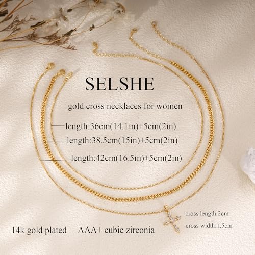 Cross Necklace For Women,Dainty 14K Gold Plated Layered Choker Necklace Fashion Cross Chain Necklace Stack Simple Layered Necklaces for Women Trendy Gold Jewelry3