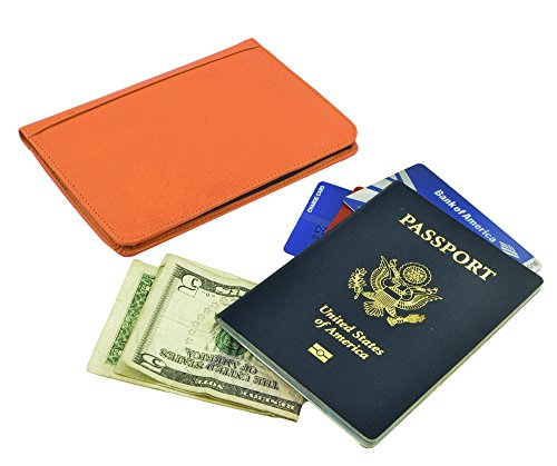 Belle Donne RFID Blocking Passport Cover PU Leather Travel Wallet - Orange