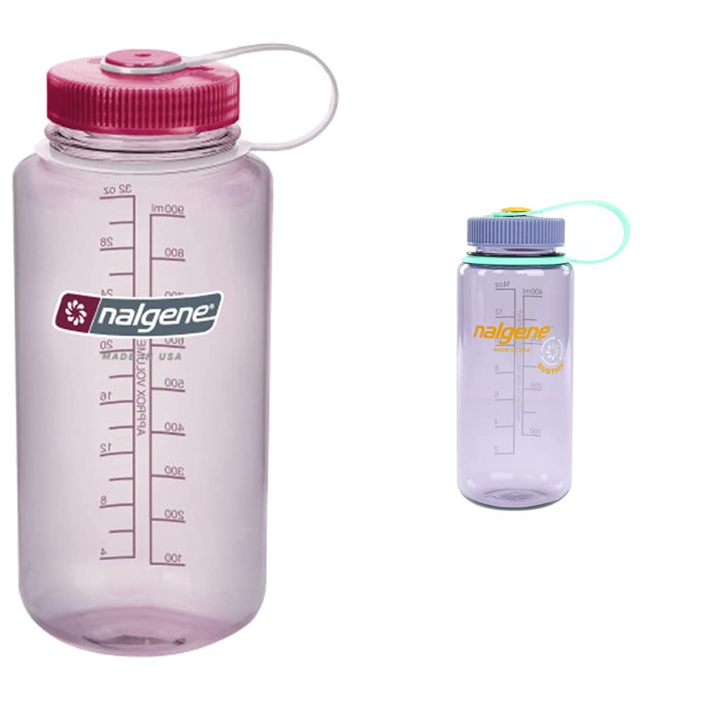 Nalgene Sustain Tritan BPA-Free Water Bottles 32 16 OZ Wide Mouth Aubergine