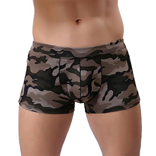 Preisvergleich Produktbild Btruely Herren Unterwäsche Sexy Tarnung Unterhose Männer Atmen Boxershorts Schriftsätze Ausbuchtung Beutel Shorts (M, Grau)