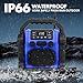 Jobsite Radio Speaker, 30w Ipx 66 Waterproof Fm Clock Radio Portable with LED Lights, Anticollision Fm Radios for Constrution Site/Outdoor/Fishing/Party/Camping (Blue)