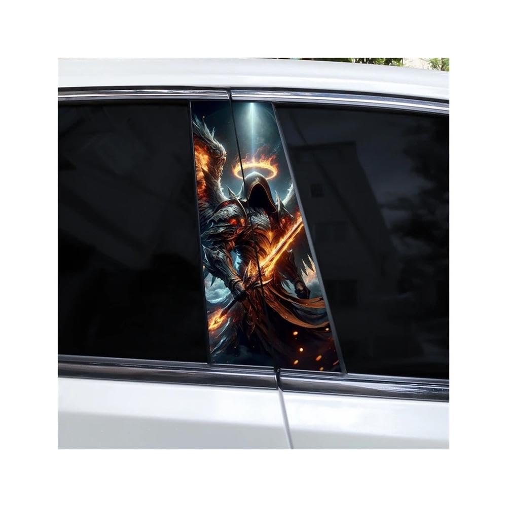 Bertdcx E 2Pcs Knight Car Window Pillar Sticker Diy Vinyl Sticker Car Door Pillar Sticker Auto Parts(E)