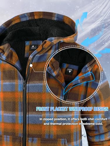 ZITY Hoodies for Men Flannel Fleece Sweatshirt Plaid Zip Sherpa Lined Coat - image 3
