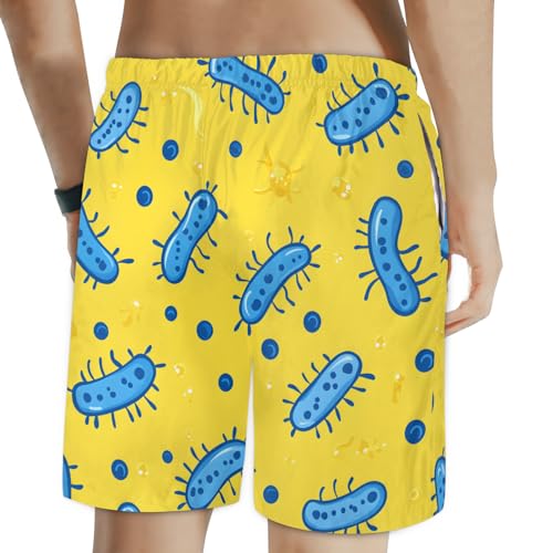 Men's Swim Trunks Size S Cartoon Wallpaper with Mesh Lining Soft Breathable Quick Dry Beach Shorts Blue2