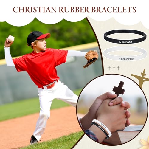 2 Pcs Rubber Christian Bracelets Silicone God Is First Bracelet Inspirational Bible Verses Silicone Wristbands for Women Men Faith Gifts Religious Gifts4