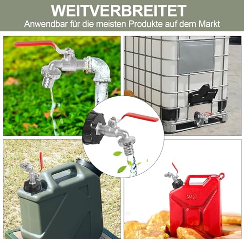 IBC Tank Auslaufhahn, IBC Tank Zubehör IBC Container Zubehör IBC Auslaufhahn mit 3/4 Zoll Anschluss für IBC Adapter S60x6 Wassertank, 1000L Wassertank Zubehör Auslaufhahn für IBC Container