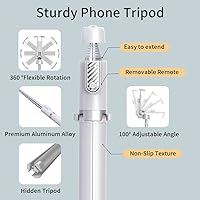 Vista 1 de Selfie Stick Tripod with Remote, Phone Tripod with Extendable Phone Holder, Portable Selfie StickTripod for iPhone Android TikTok YouTube Vlog