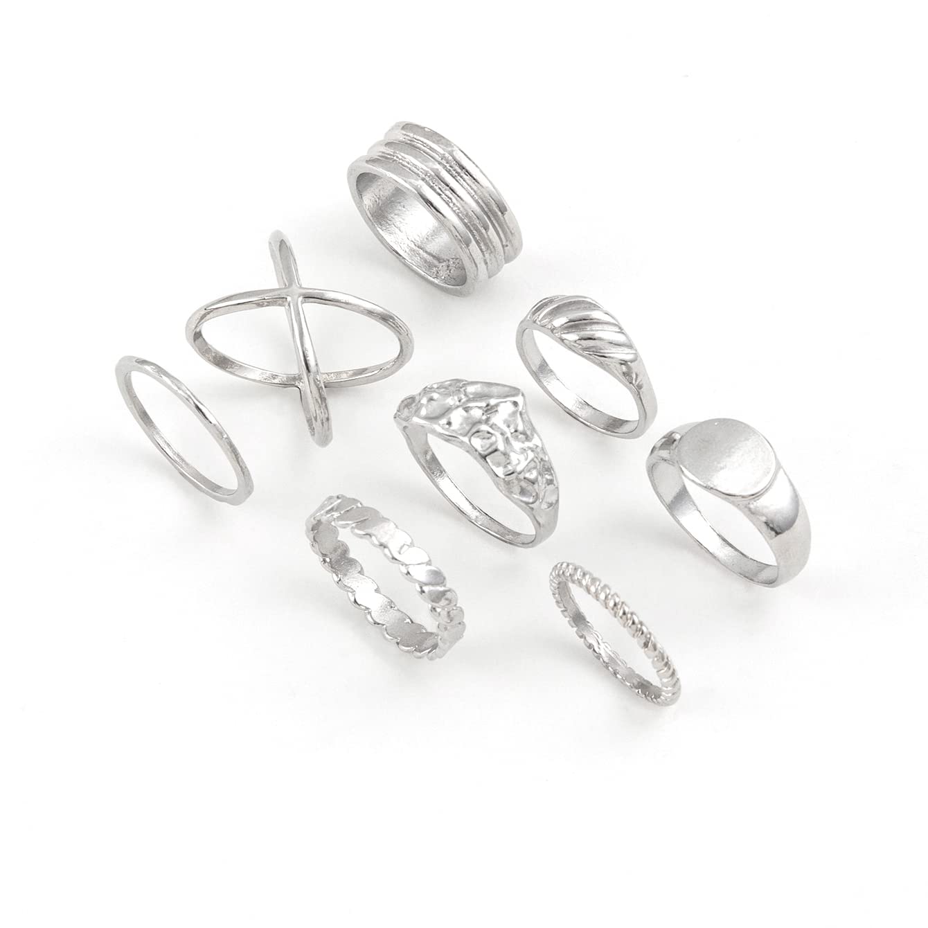 Shining Diva Fashion Latest Stylish Metal Boho Midi Finger Rings for Women and Girls - Set of 8 (14204r), Silver (B0B5DXDT7K) Amazon Price History, Amazon Price Tracker