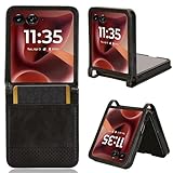 BORYA Leder Hülle für Motorola Razr 60 5G, Premium PU+TPU Bumper Handyhülle, Stoßfest Weiches Ultra Dünn Silikon Schutzhülle mit Brieftasche Kartenfach Ständer, Schwarz