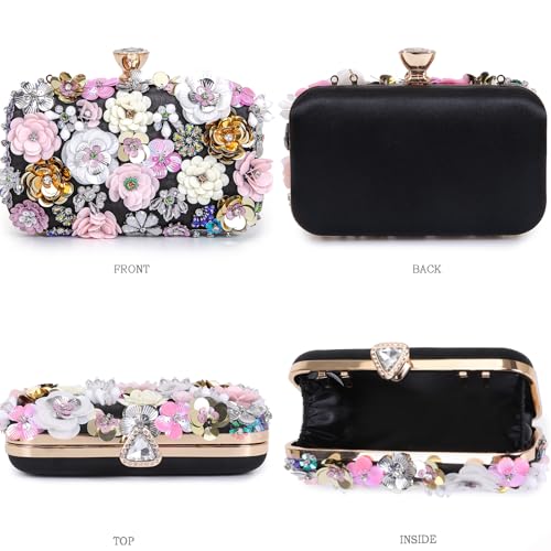 Image of BBTT.ful Women Clutches Flower Evening Handbag Chain Strap Shoulder Bag handbag Wedding bag purse