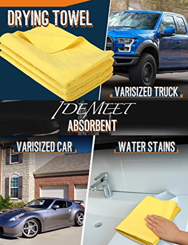 Idemeet 26"X17" Absorbent Car Drying Towels, Chamois Cloths, Car Shammy Towel Cleaner Reusable Chamois Shammy For Car, Bathroom, Pet, No Spots Scratch-Free, Yellow #TOP6