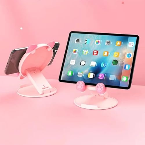 Compact Colapsable Cartoon Phone Holder For Kids And Adults. Good For School And Working From Home. Desk Work Phone Calls Facetime Movie Watching And More (Pink) #TOP3