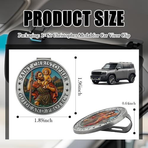 Image of 2026 New Colorful St. Christopher Medal for Car Visor Clips,Relief Art Saint Christopher Medal for Car Decor,Multi-Function Sun Visor Clips for Cars as Gifts for Catholic Man (Holy Son Style)
