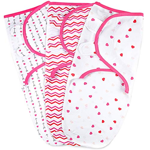 Baby Swaddle Blankets Wrap for Newborn Girl, 0-3 Month, Interlock Cotton, Tog 0.5, Pink/Fuchsia