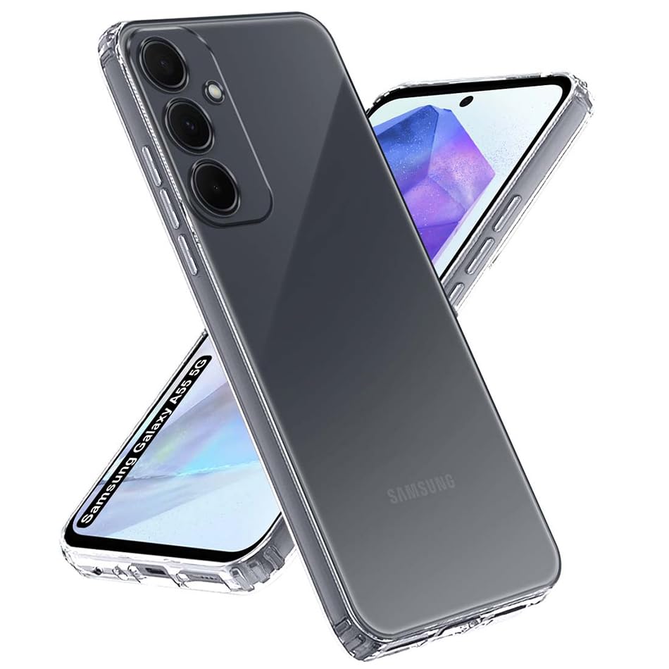 Image of Fashionury Crystal Clear Case for Samsung Galaxy A55 5G | Yellowing Resistance | Transparent TPU Silicone | Raised Camera Lips | Slim Transparent Cover