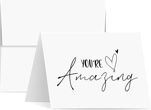Tarjetas de felicitación y sobres "You're Amazing" – Elegantes saludos plegables de agradecimiento, aliento y agradecimiento para amigos y