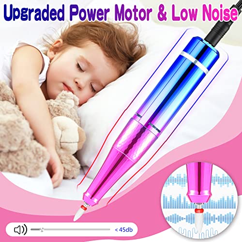 Electric Nail Drill Machine 35000 Rpm, Nail Drills For Acrylic Nails Rechargeable Electric Nail Drill Machine E File For Acrylic Gel Polishing Removing, Portable Nail File (Blue-Pink Gradient) #TOP1