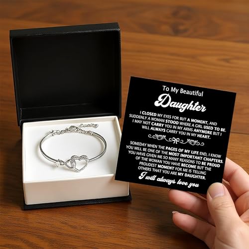 Daughter Infinity Bracelet Gift from Mom and Dad, Daughter Jewelry Gift with Heartfelt Message Card & Box - Meaningful Present for Graduation, Birthday, Wedding, Christmas2