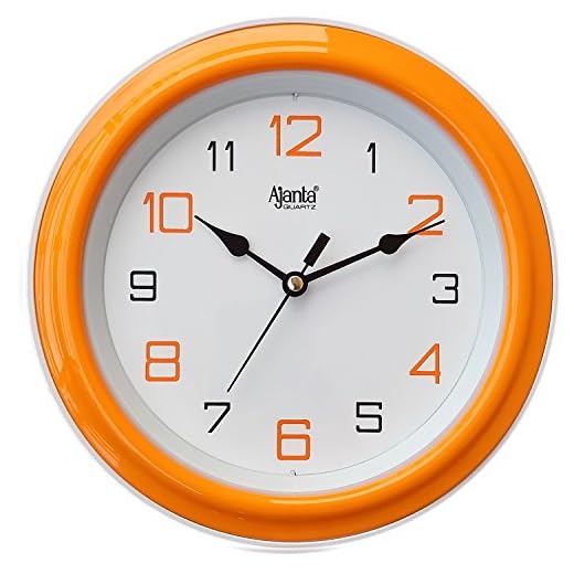 Ajanta Plastic Round Motion Clock (20.5 cm x 20.5 cm x 3.5 cm, Orange)
